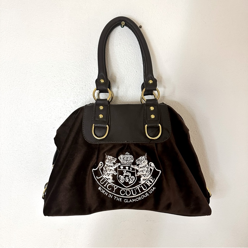 Juicy Couture Velvet Bag brown Scotti Dogs With Gold Hardware